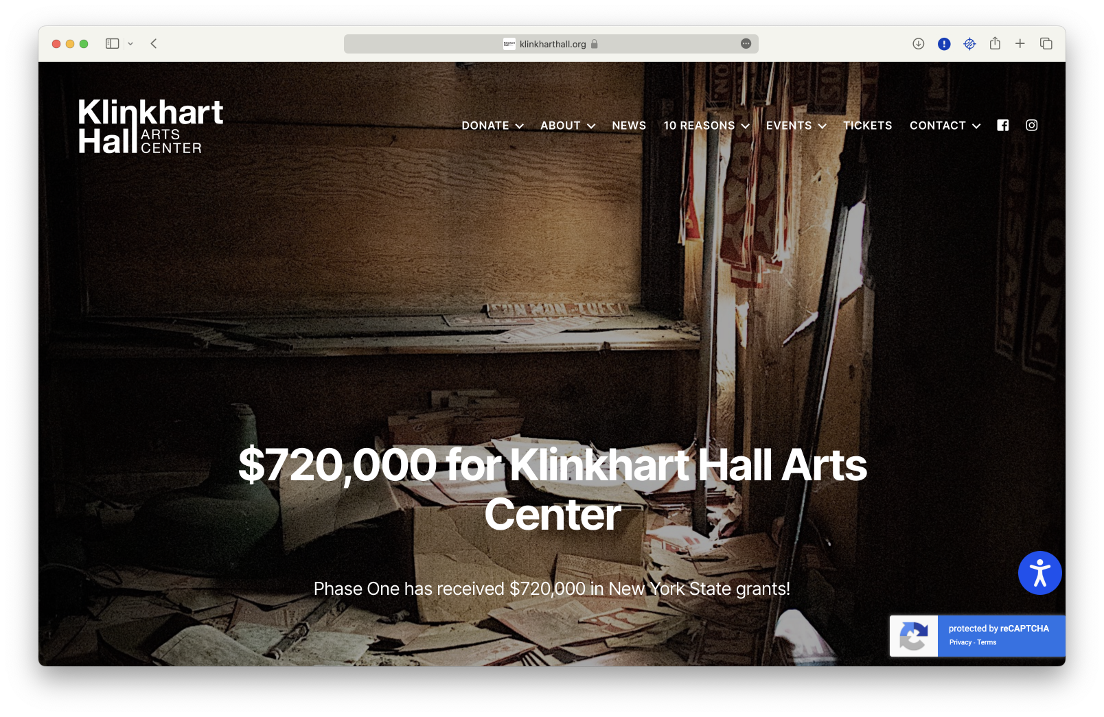 A website for the Klinkhart Hall Art Center