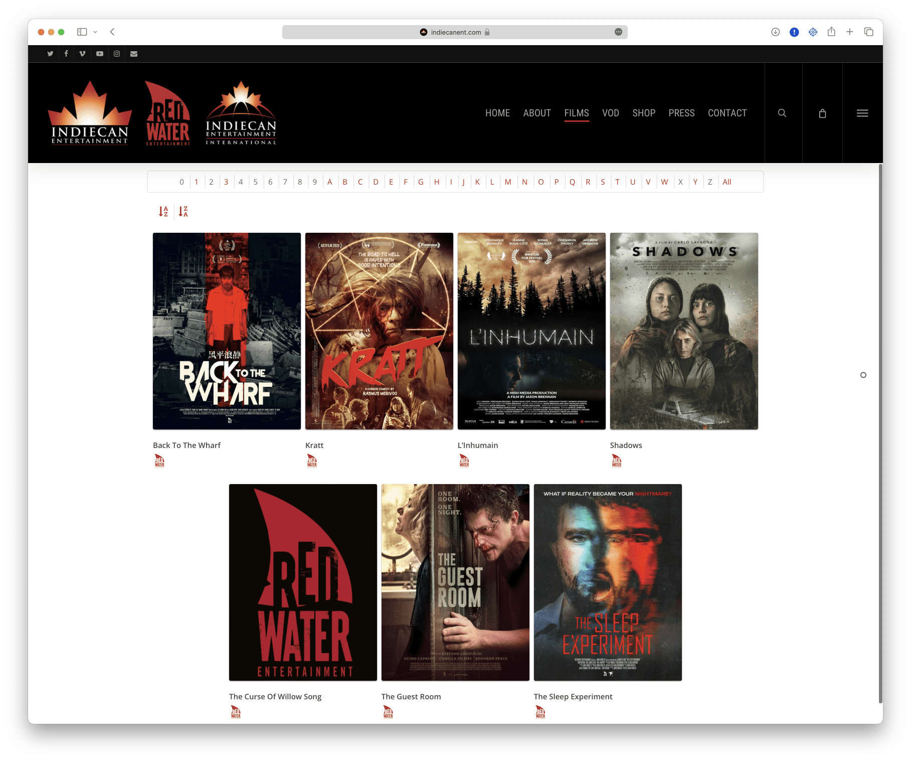 A screen shot of a movie database website.