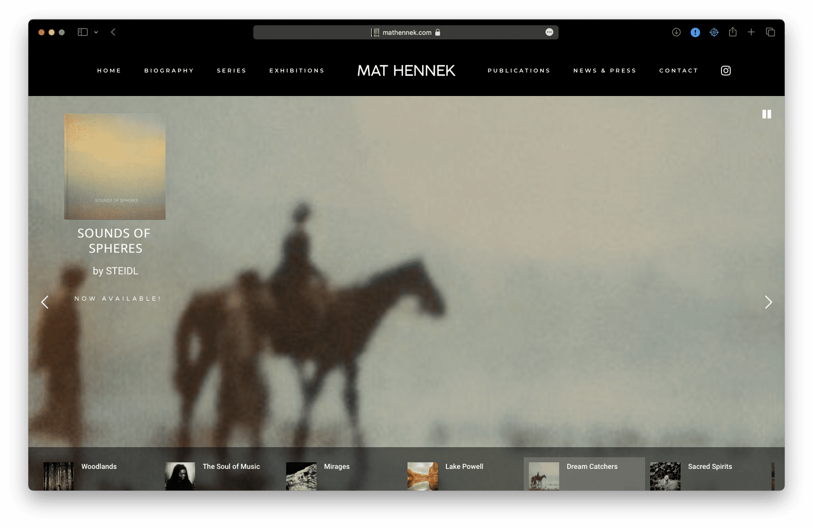 A photo of a man riding a horse on a website.